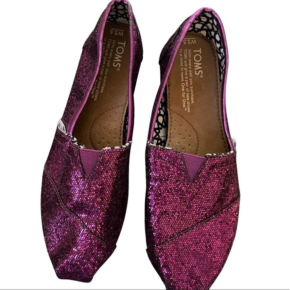 Sequin Pinky-Purply TOMS shoes. W5.5
